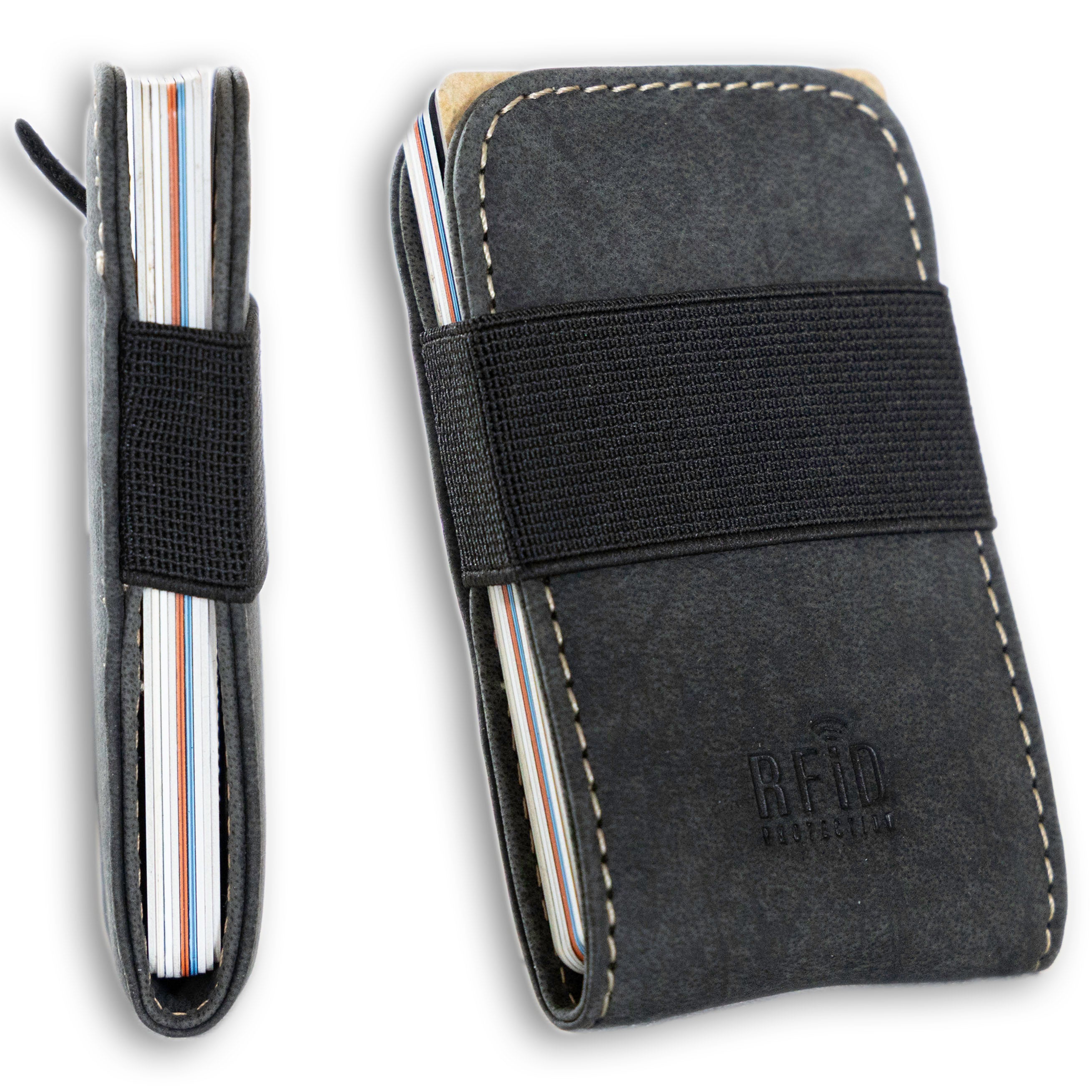 Full grain leather card holder for 1–20 cards-Black
