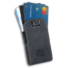 Minimalist card sheath wallet with pull-tab and RFID blocking-Black