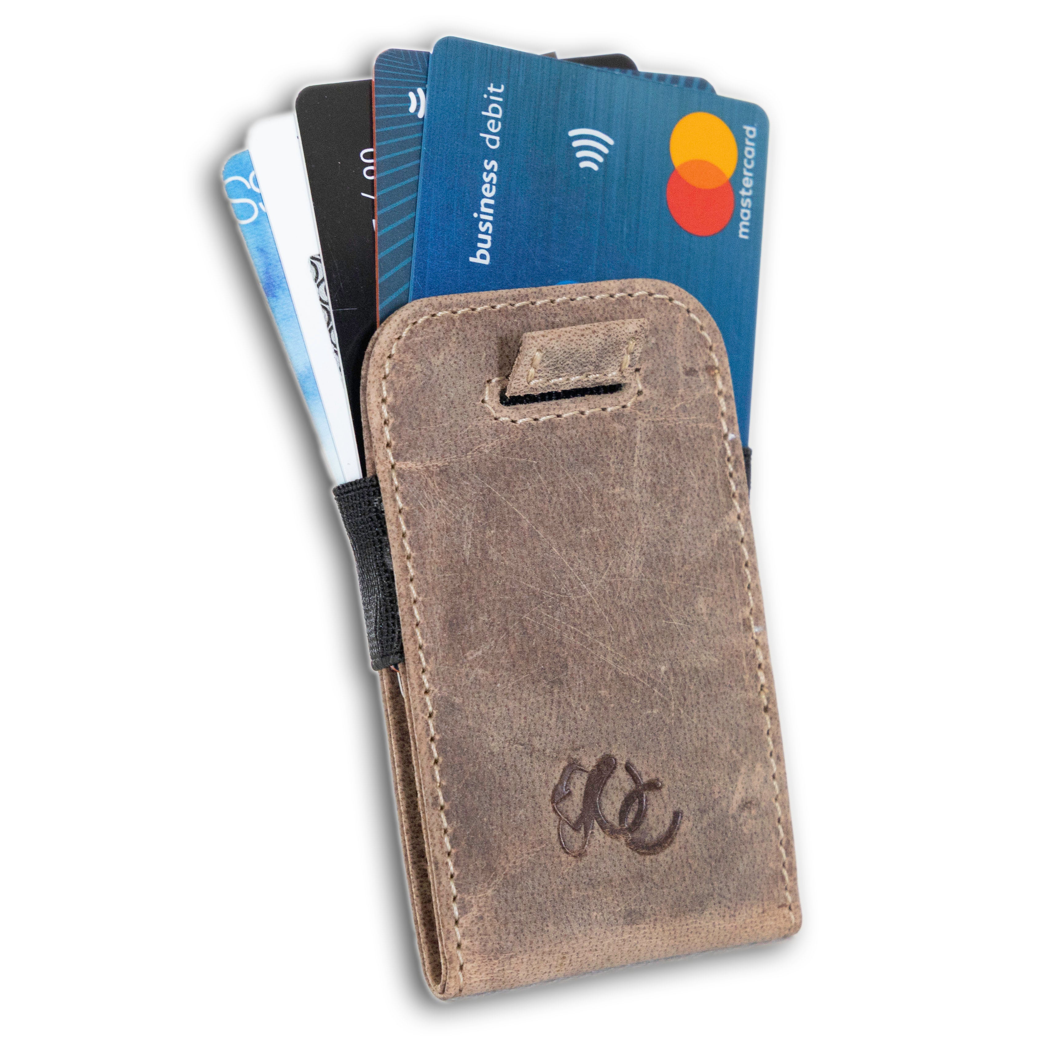 Minimalist card sheath wallet with pull-tab and RFID blocking-Sand