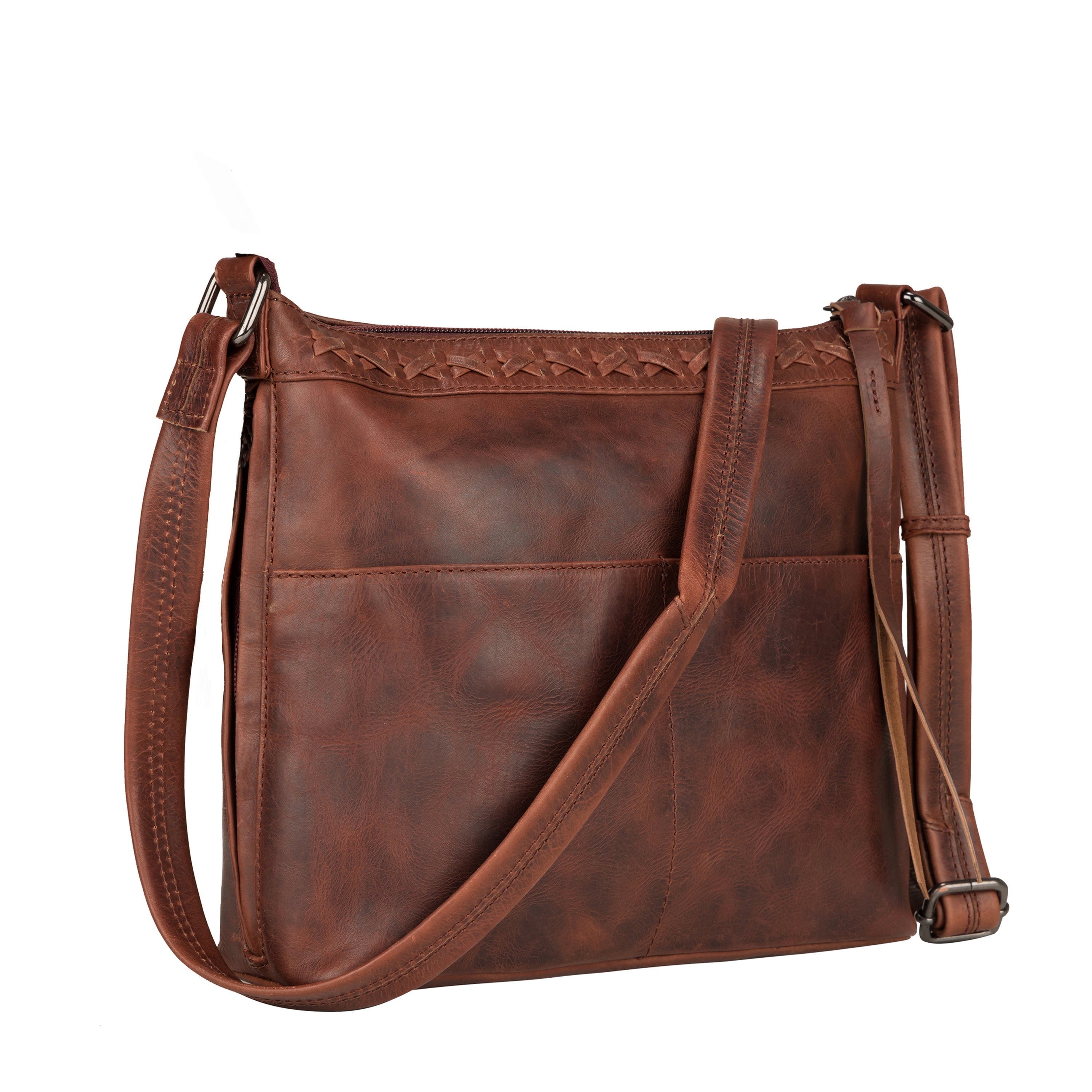 Concealed Carry Crossbody Purse for Women - Faith Leather Crossbody by Lady Conceal - Designer Leather Crossbody CCW Bag - Locking Conceal and Carry Purse with Universal Holster for Handguns - Crossbody Gun and Pistol Bag - concealed carry crossbody Faith leather gun purse with locking zipper