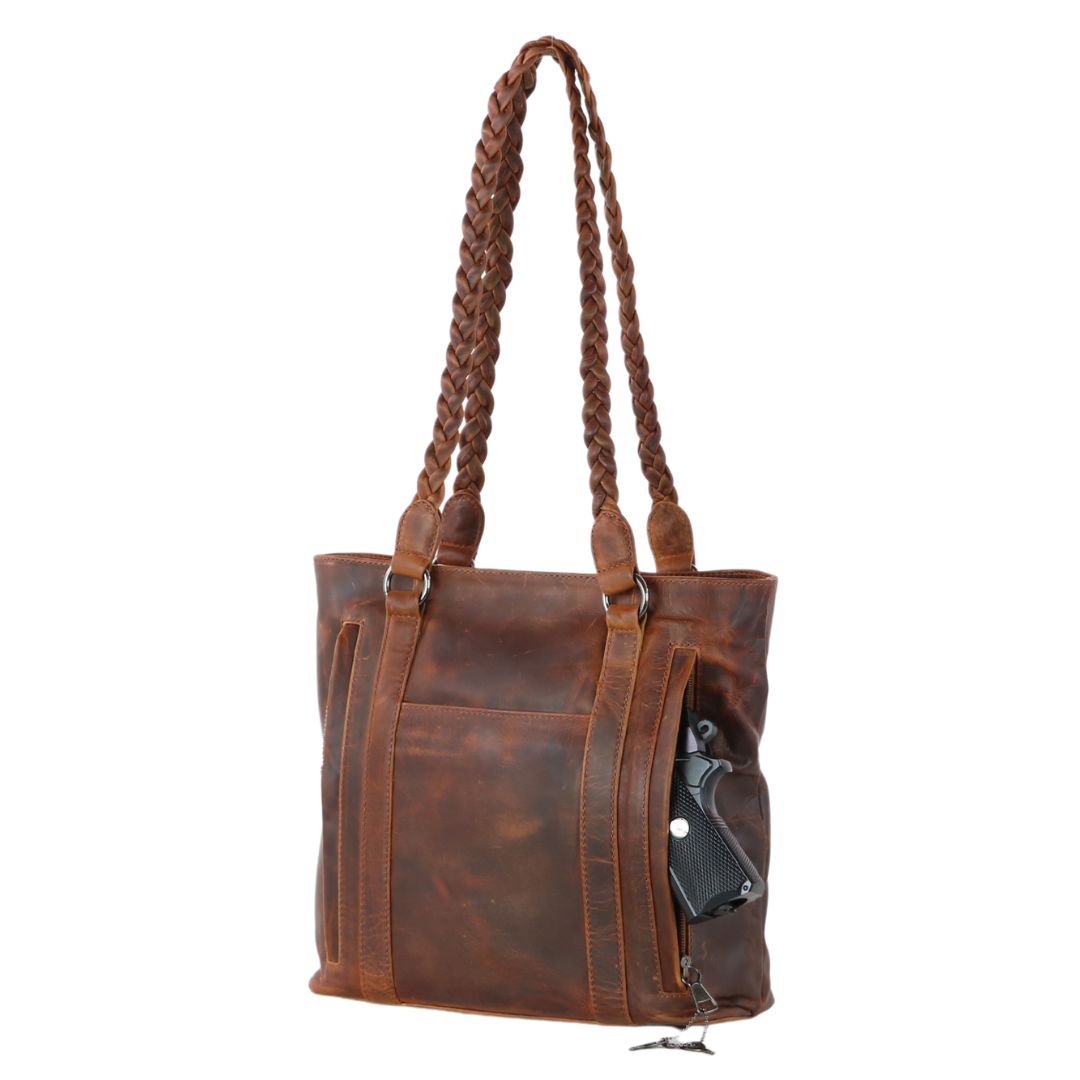 Concealed Carry Bella Leather Tote - Women's Purse for Pistol - Locking Purse with pistol slot - Leather Conceal Carry purse for Women - Concealed carry purse holster - Conceal Carry Handbag for Pistol - Handgun Bags for Women