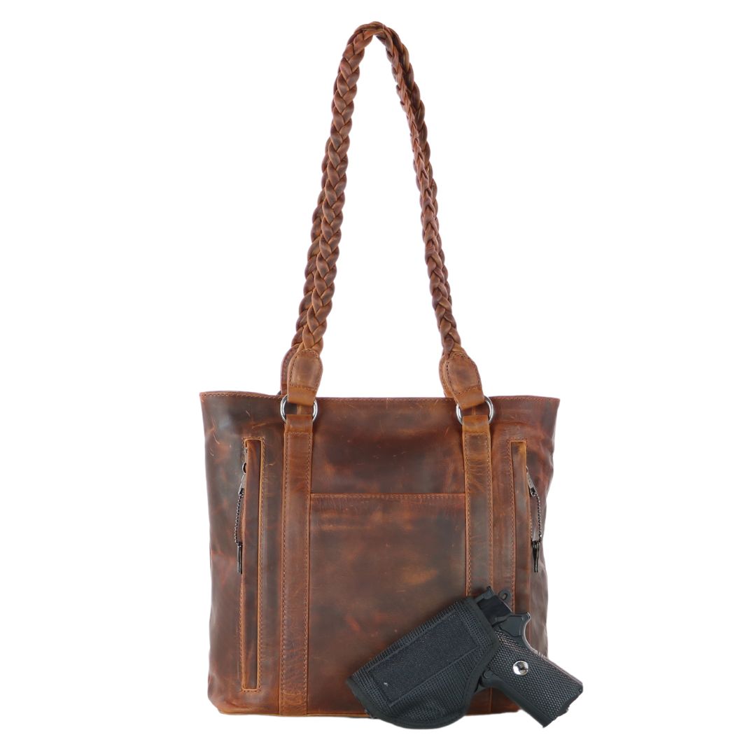 Concealed Carry Bella Leather Tote - Women's Purse for Pistol - Locking Purse with pistol slot - Leather Conceal Carry purse for Women - Concealed carry purse holster - Conceal Carry Handbag for Pistol - Handgun Bags for Women