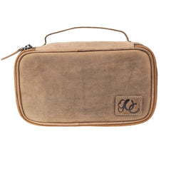 Full grain leather dopp kit with soft interior for pistols or toiletries with handle