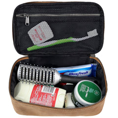 Full grain leather dopp kit with soft interior for pistols or toiletries